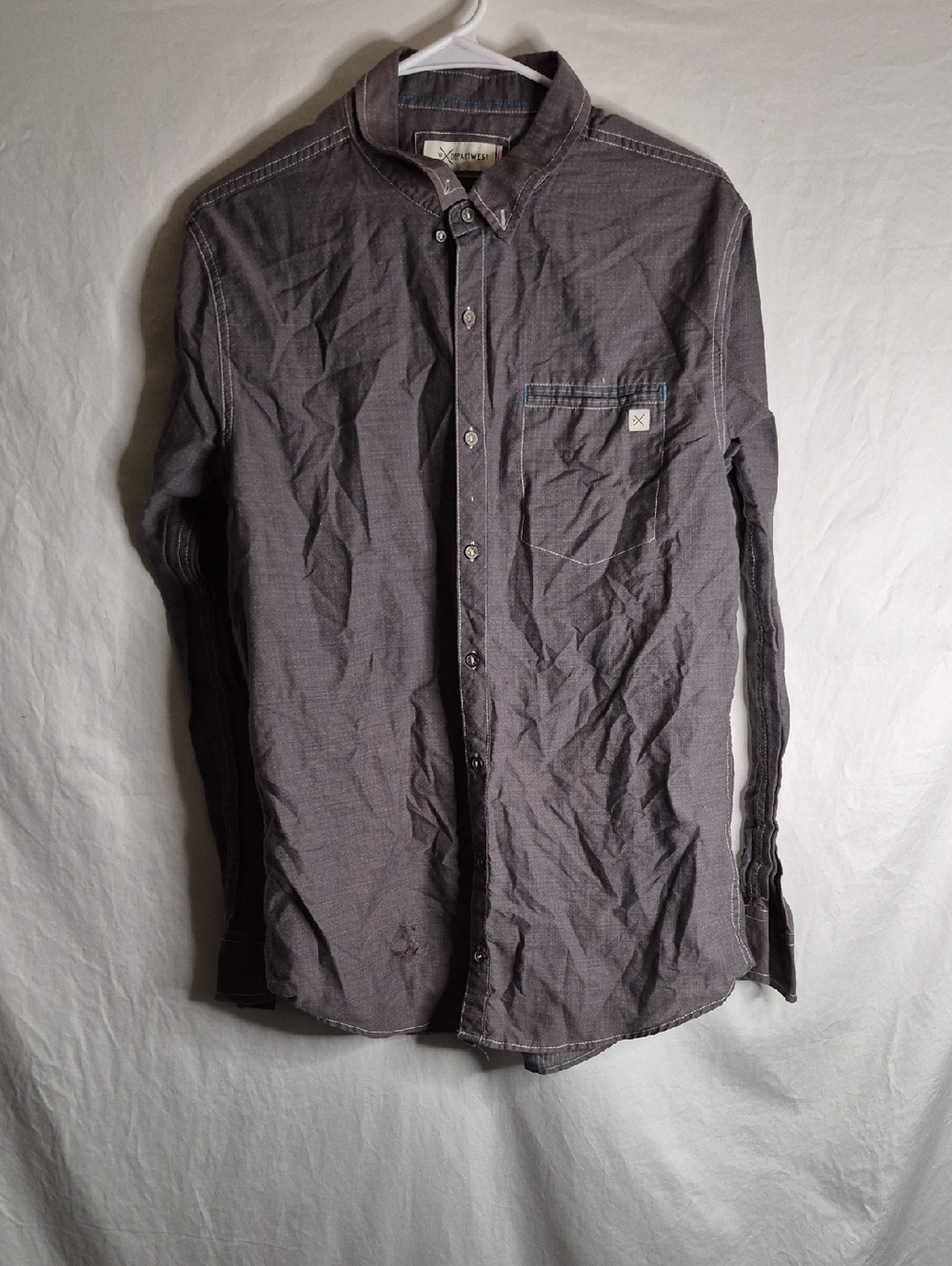Casual Long-Sleeve Button-Down Shirt in Charcoal by depart west